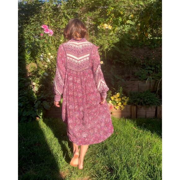 True 1970s Blockprint Made In India Cotton Dress — Authentic Vintage - Picture 7 of 15